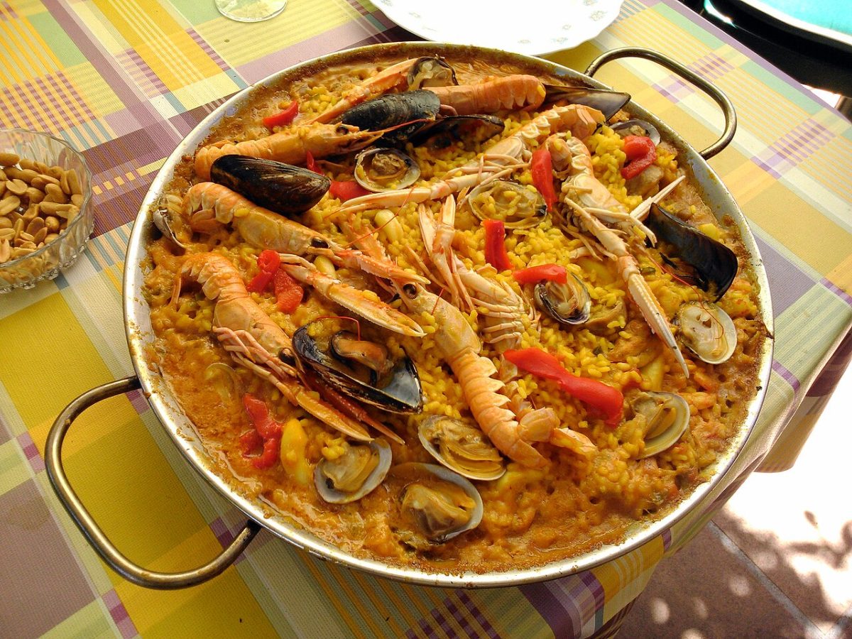 Paella de marisco al microondas